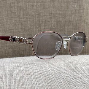 Sophia Loren by Zyloware Ladies Eyeglasses Gold/Red Tone Crystal Accent Glasses
